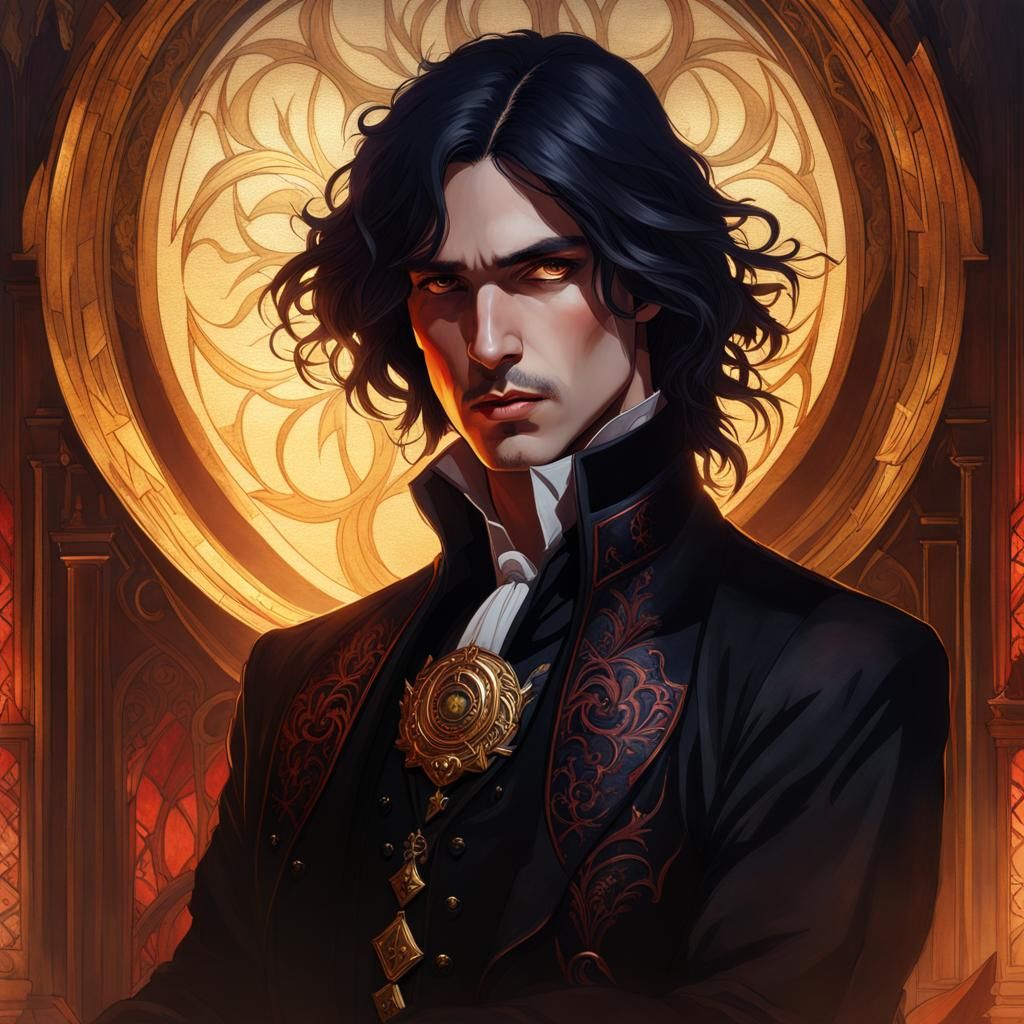 Gothic Vampire Man in Dark Fantasy Style