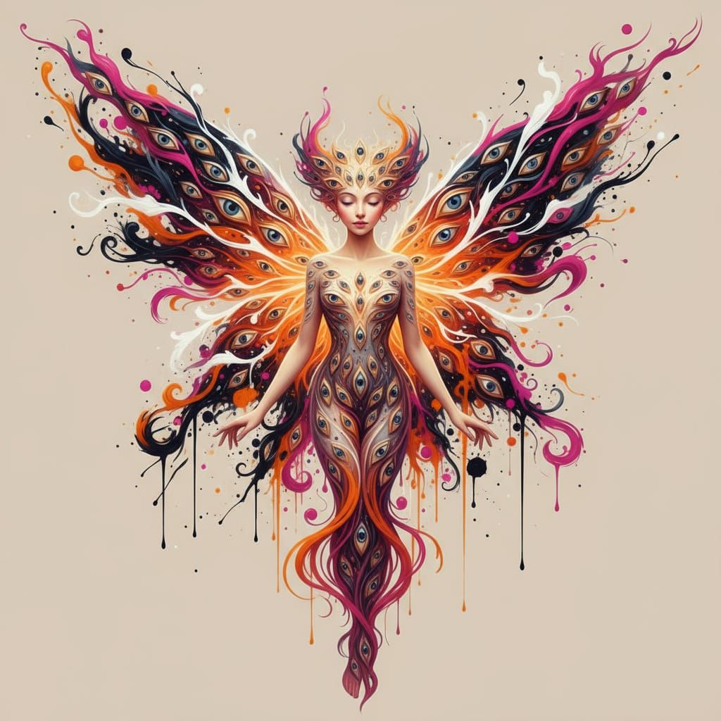 Ethereal Fairy Portrait in Fluid, Abstract Style