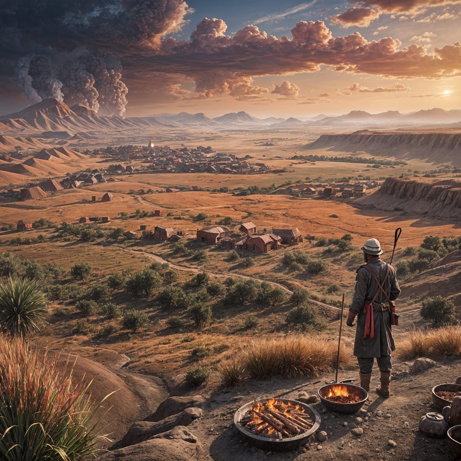 Mesopotamian Wheat Farmer in Fertile Crescent Scene