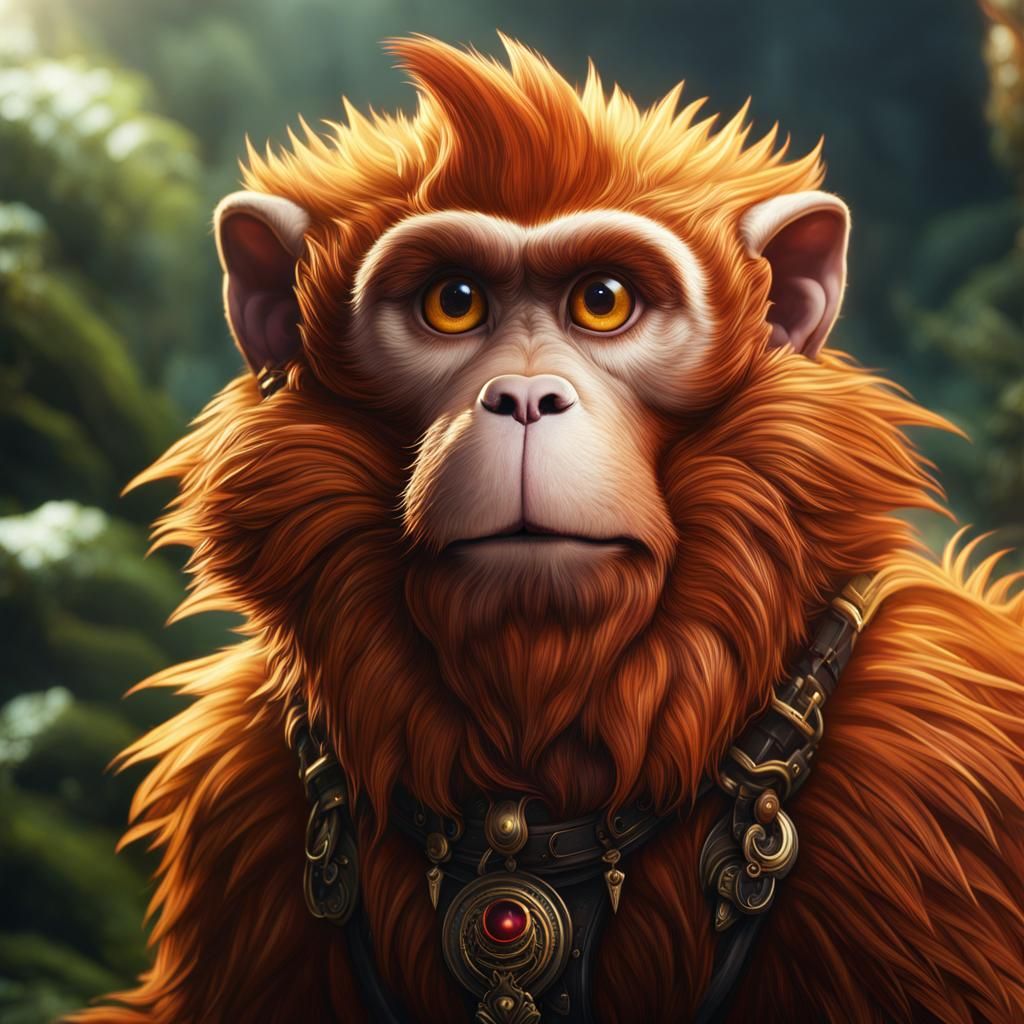 Ginger Monkey-Dog Creature in Detailed Digital Art