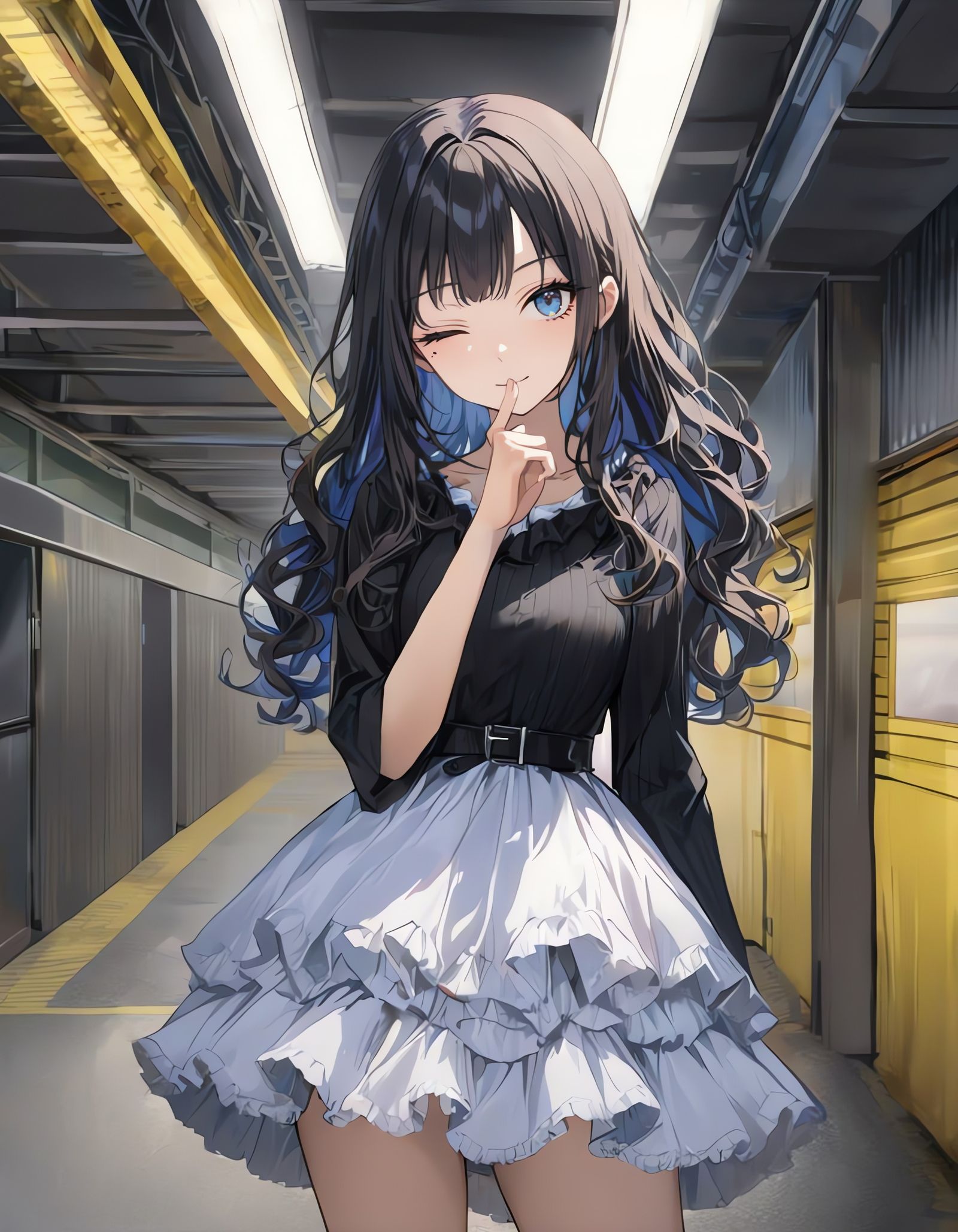 Mysterious 1girl in a Dark Parking Garage