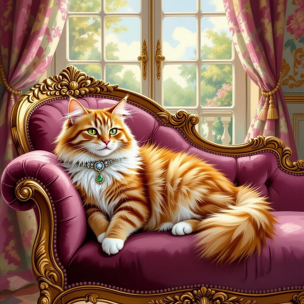 Ginger Cat in Lavish Rococo Salon