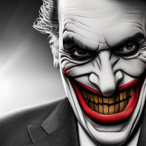 Trump as Joker: Hyperdetailed Charcoal Portrait