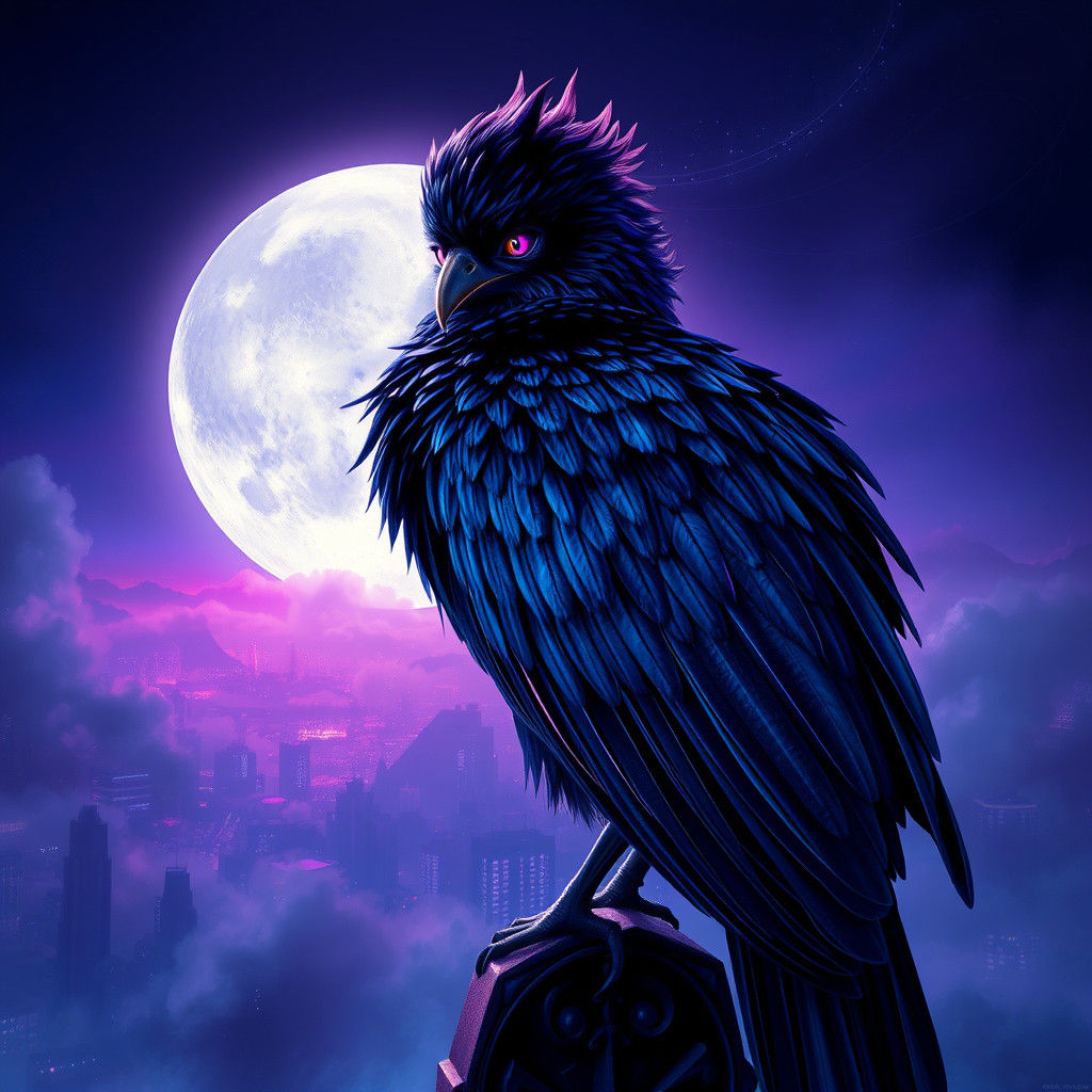 Amy Winehouse as Bird in Futuristic Matte Painting