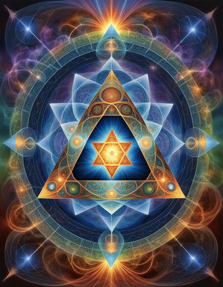 Energetic Merkaba: Sacred Geometry in Detailed Digital Paint...