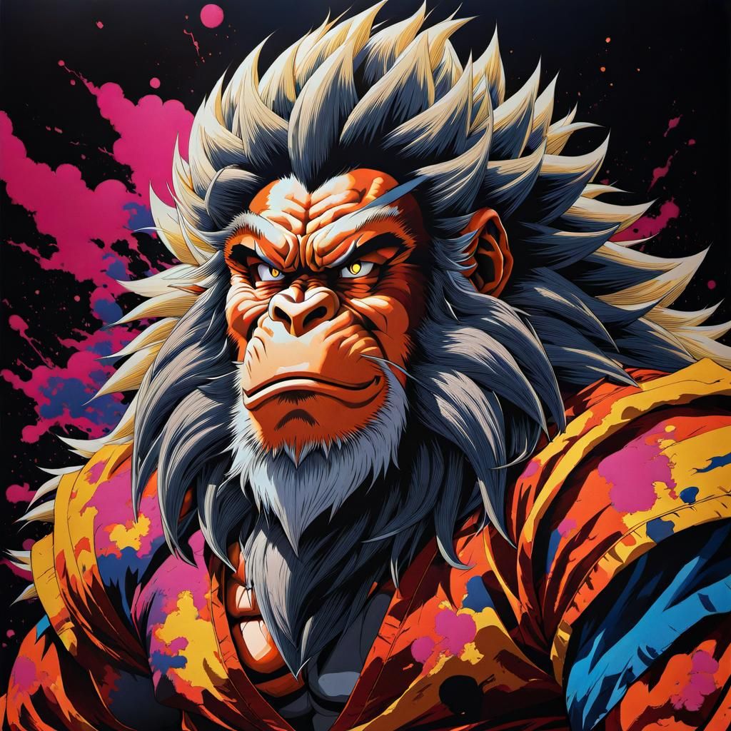 sonGoku as great ape super saiyan 4 (giant) | ink draw by Ak...