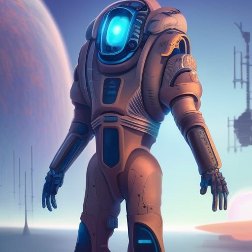 Detailed Sci-Fi Space Captain in Cyberpunk Style