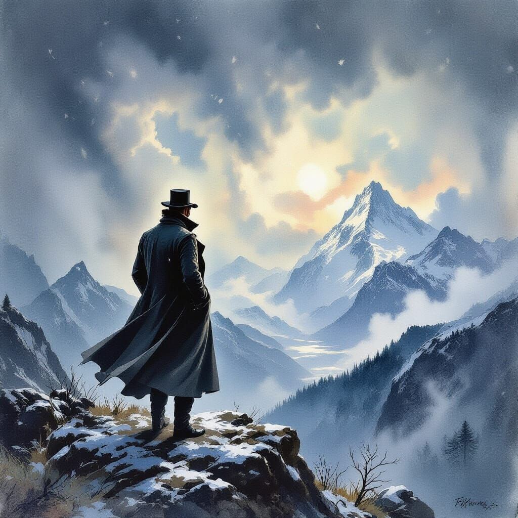 Sherlock Holmes Surveys Dramatic Mountain Vista