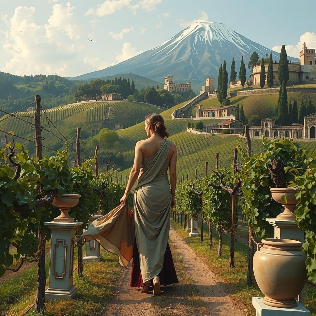 Ethereal Vineyard Scene in Ancient Rome