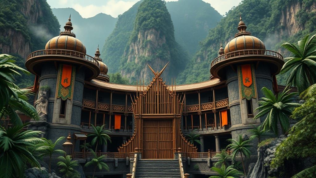 Filipino Samoan Fortress in Lush Jungle Mountains