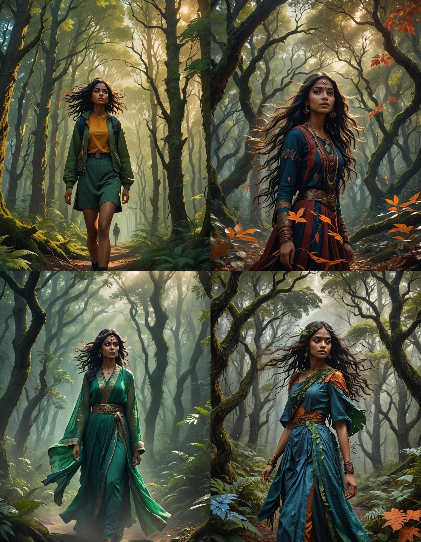 Indian Girl in Rainy Forest: Fantasy Concept Art