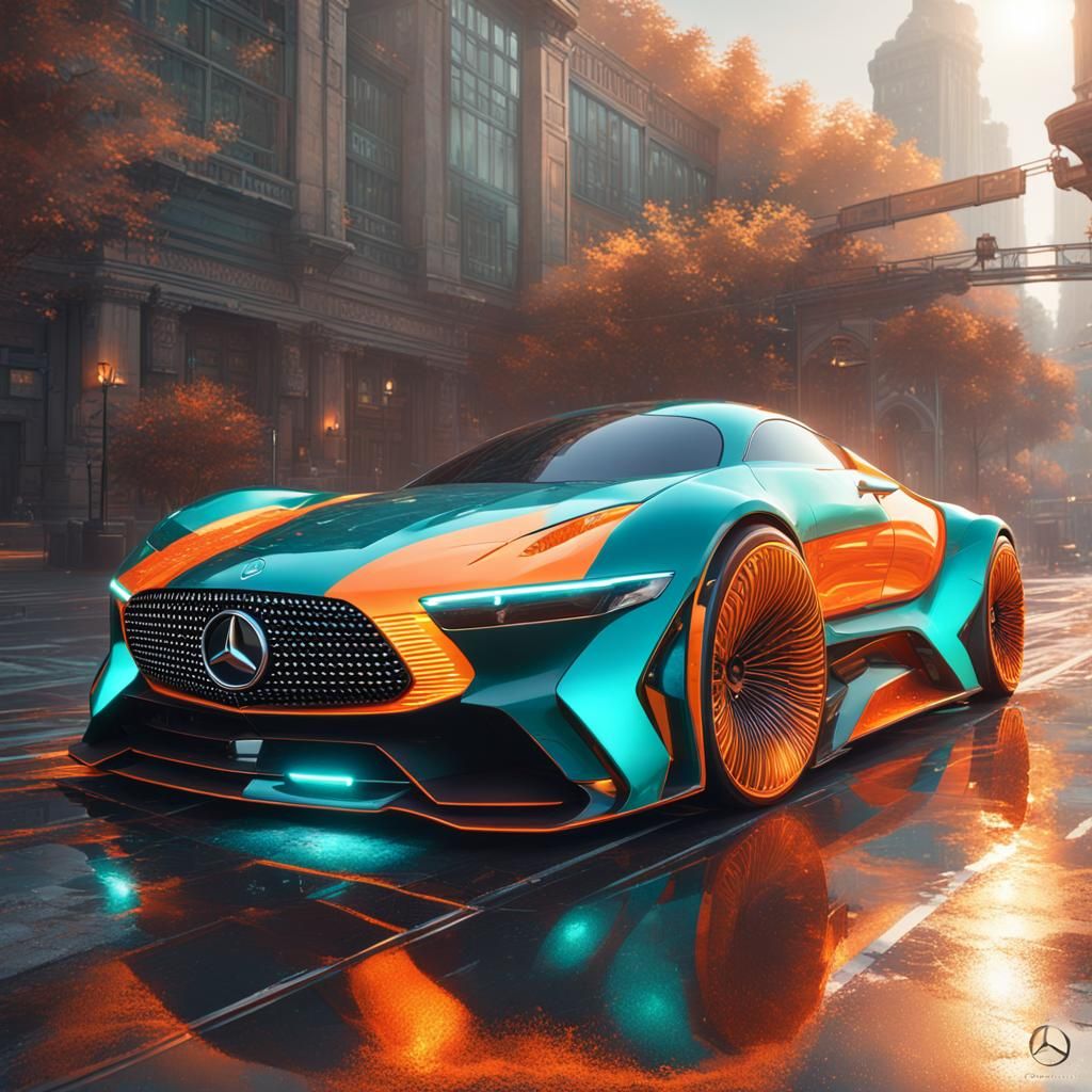 Futuristic Mercedes Car Concept Art in 8K