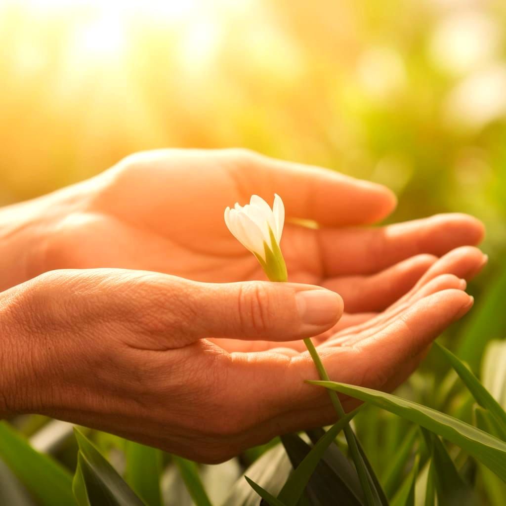 Gentle Care of Blooming Beauty in Warm Golden Light