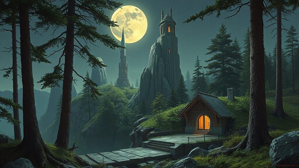 Forestpunk Architecture in Retropunk Style