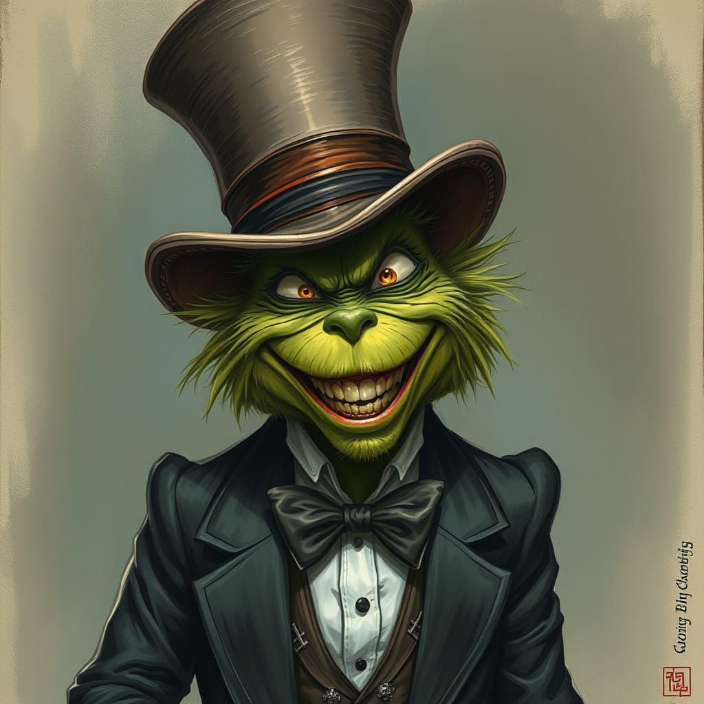 Whimsical Grinch in Formal Attire