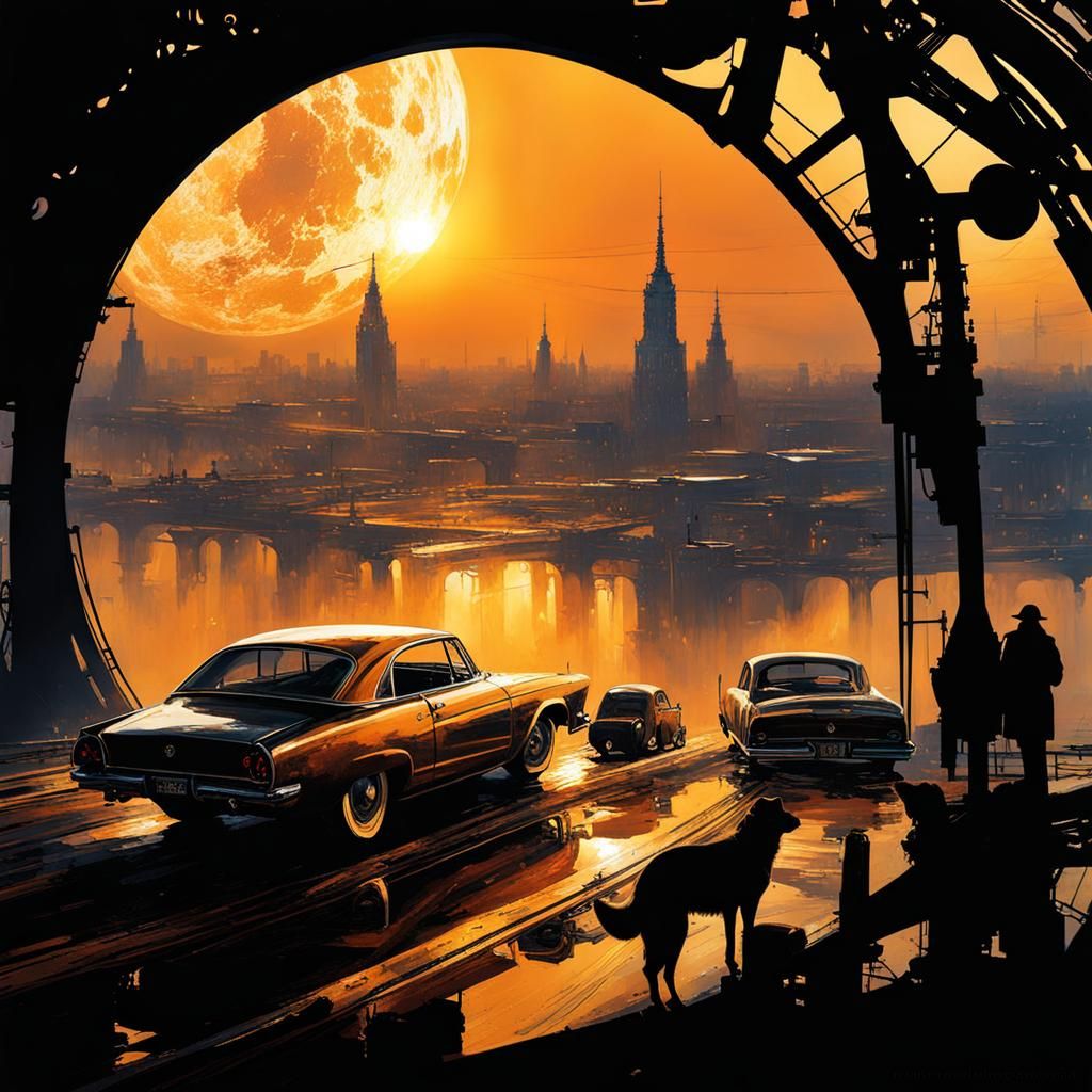 City of Wheels in Alcoholic Ink Style