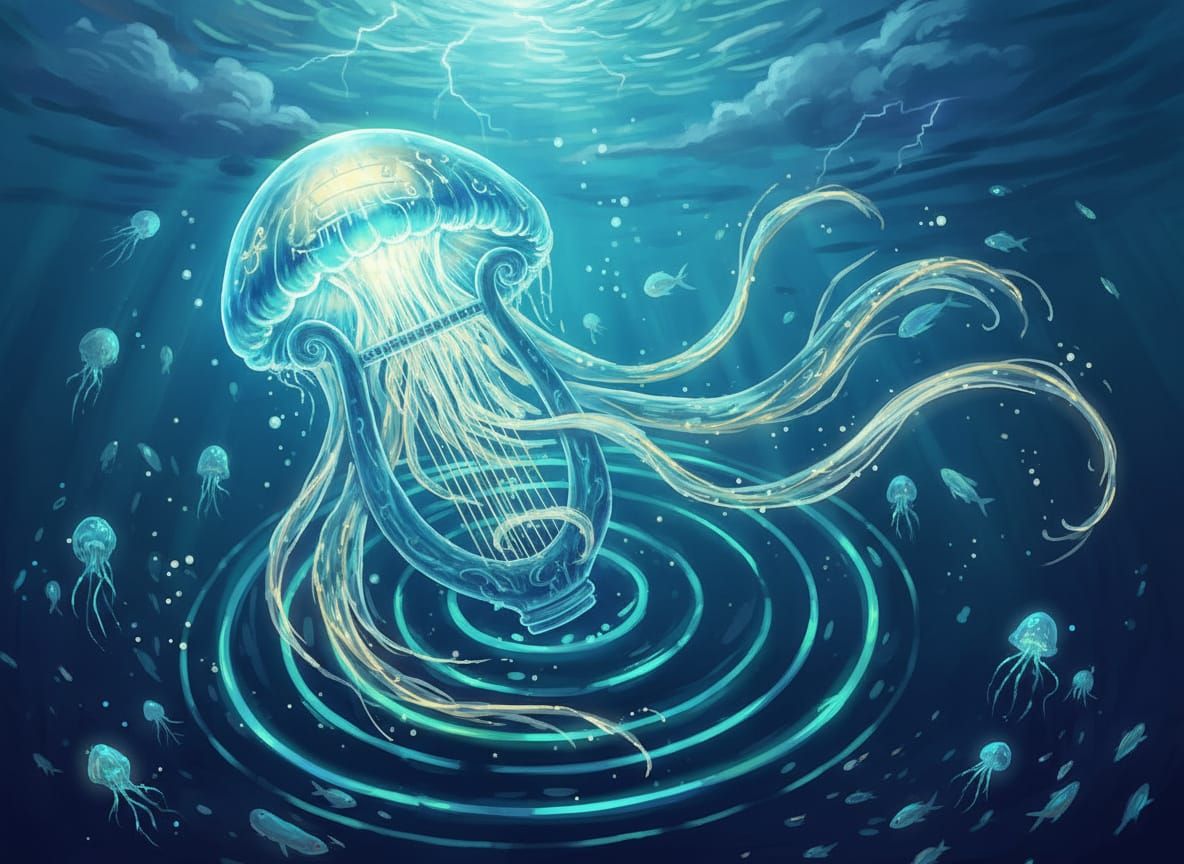 The Tide Singer: Jellyfish Harp in Deep Ocean Currents