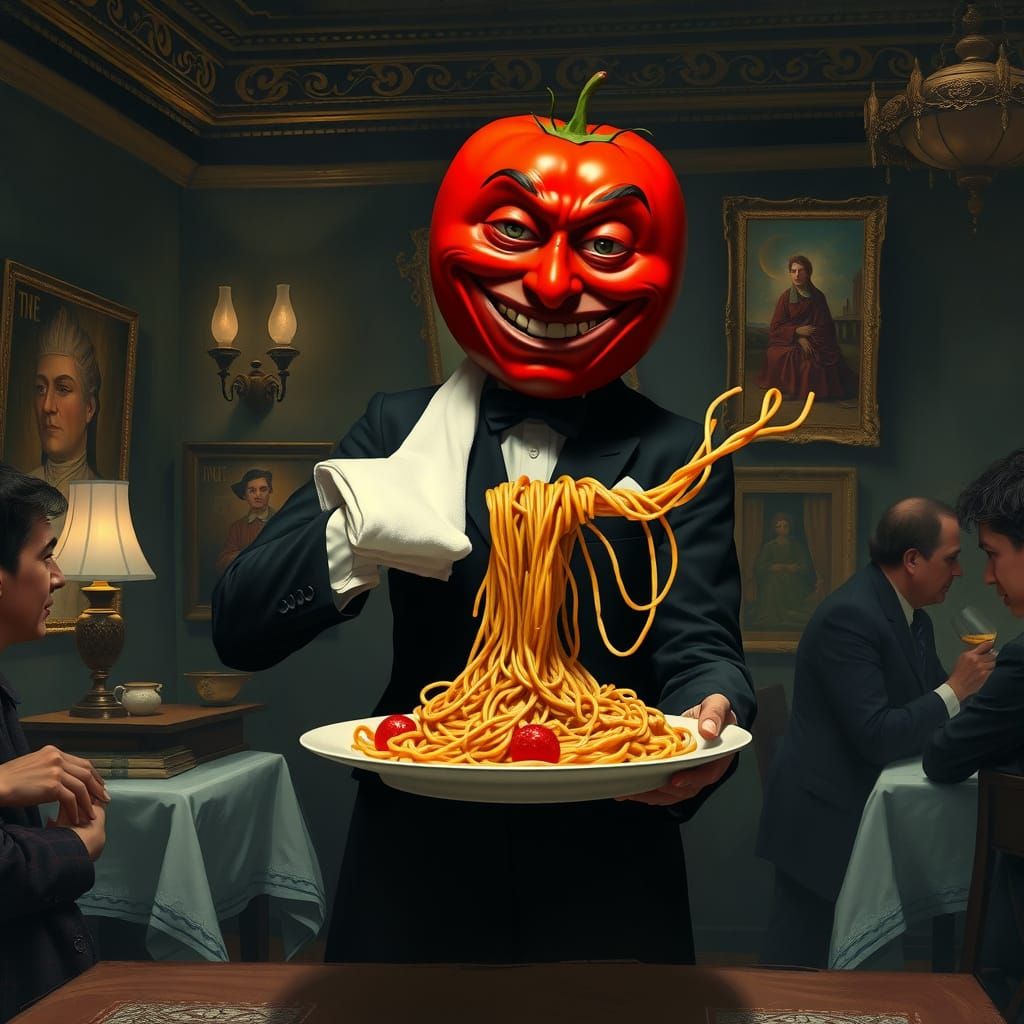 Ethereal Waiter Presents Levitating Spaghetti in a Haunted F...