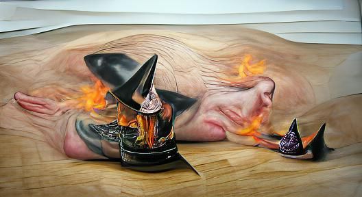 Witch Burning at the Stake in Hyperrealism