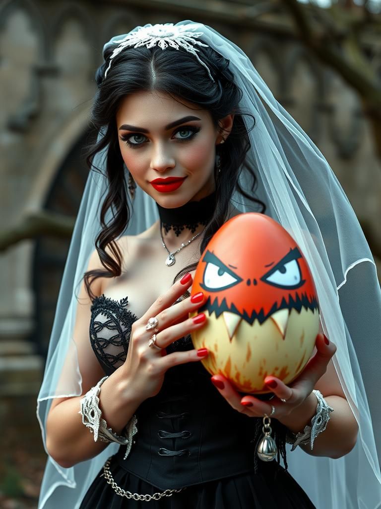 Gothic Bride Carries an Angry Egg