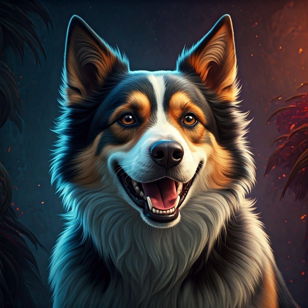 Fantasy Dog Portrait in Vibrant Colors