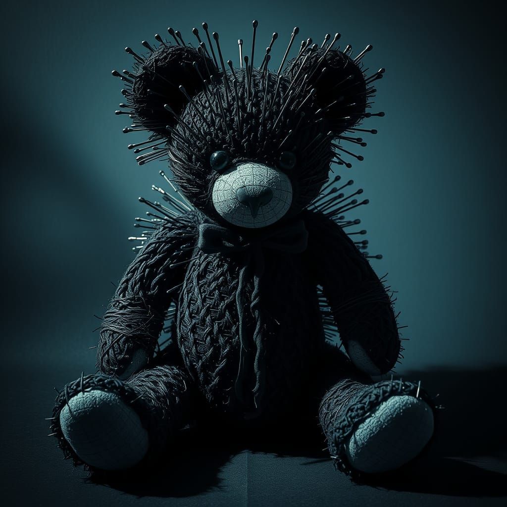 Gothic Needle Teddy Bear in Haunting Style