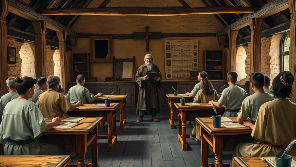 Ancient Schoolhouse in Earthy Tones