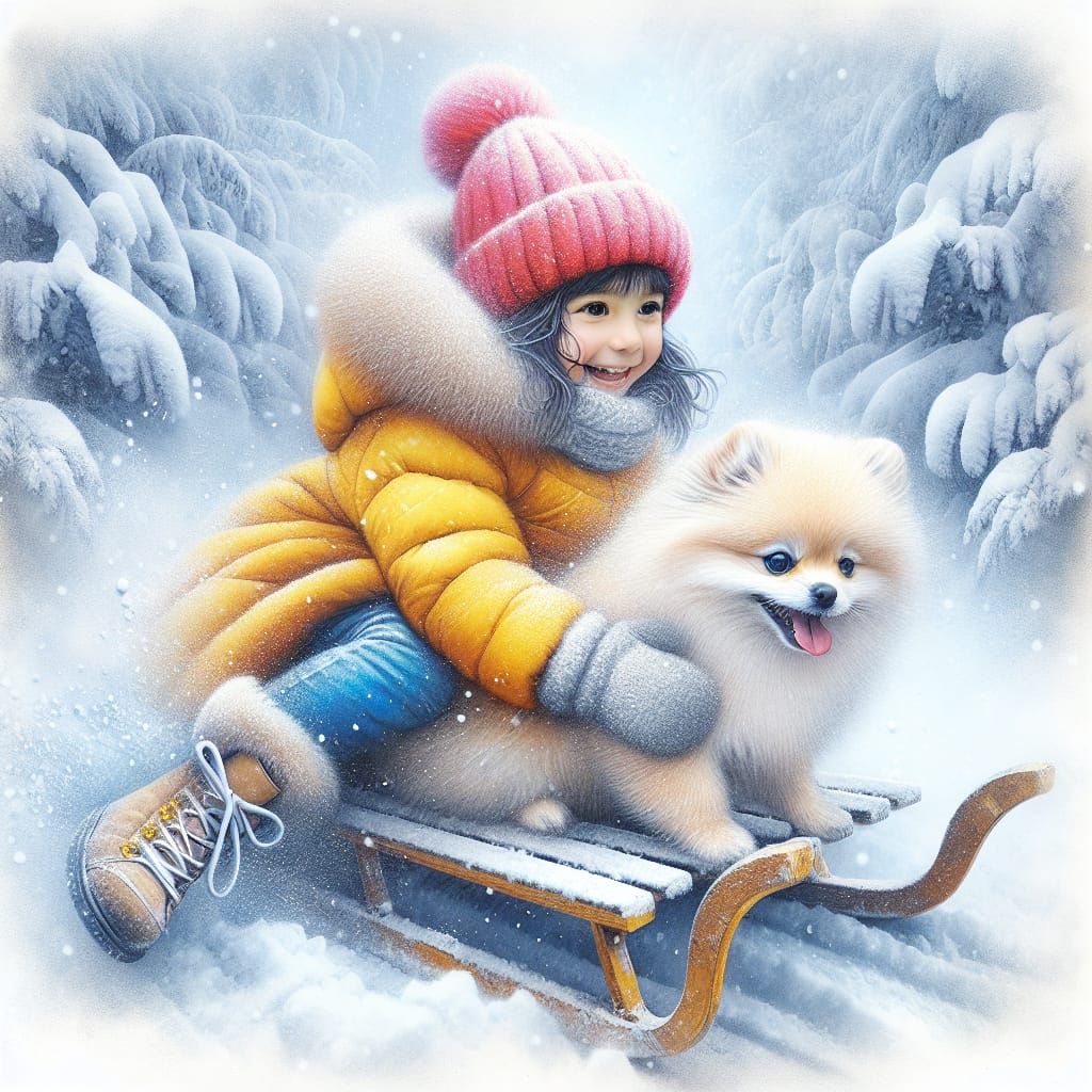 Vibrant Winter Wonderland with a Twist, in Oil, Watercolor a...