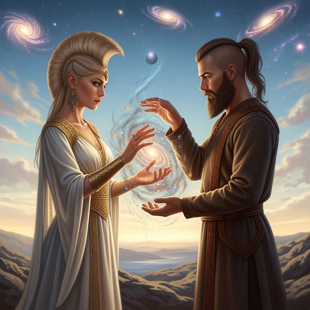 Goddess and Husband Create Universe in Ethereal Style