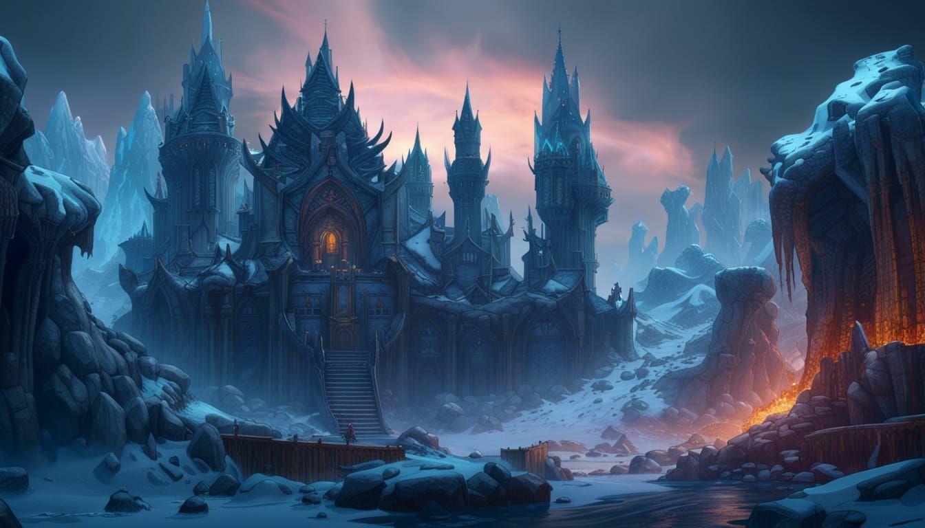 Fantastical Icecrown Citadel with Undead Dragons