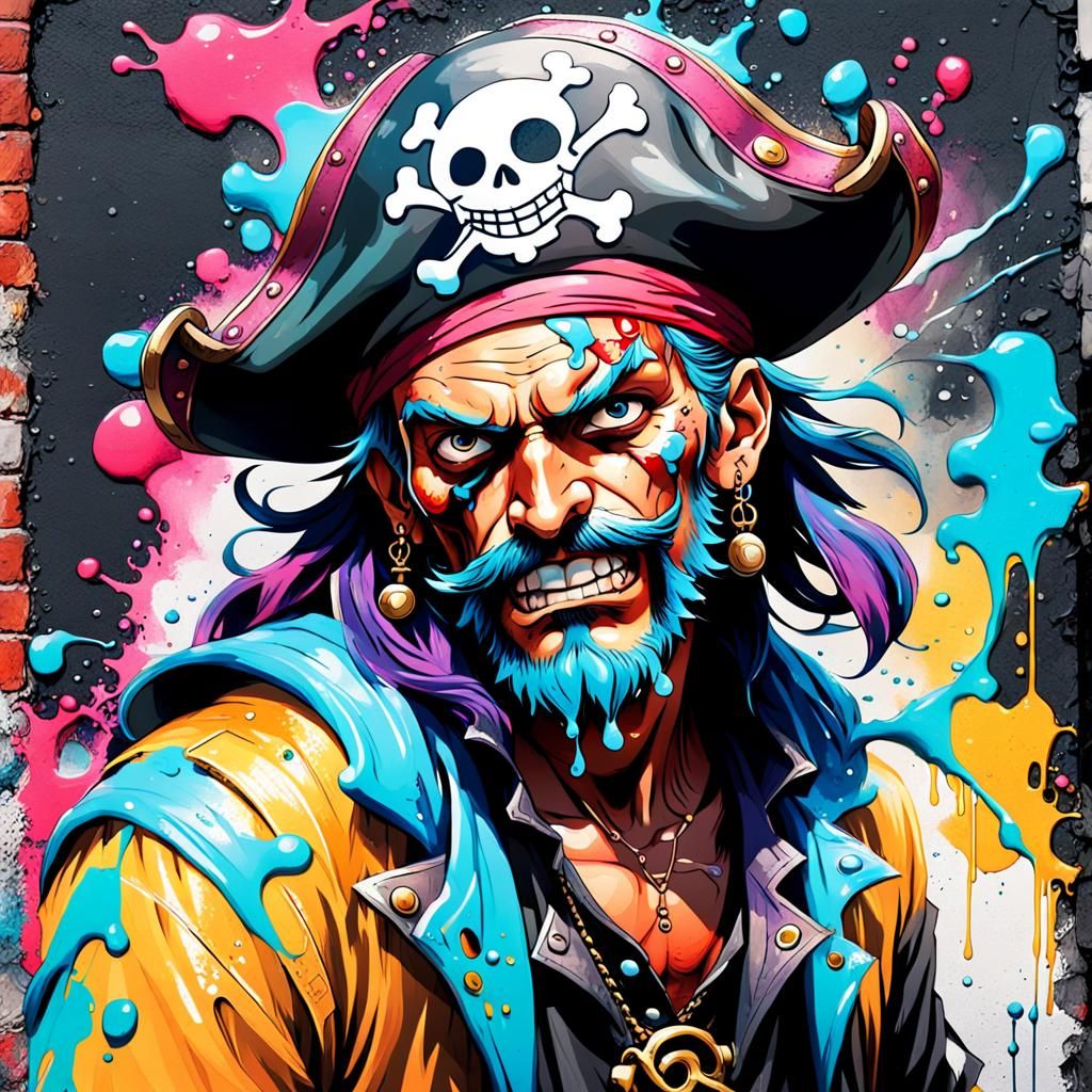 Pirate Character in Graffiti Splash Art Style