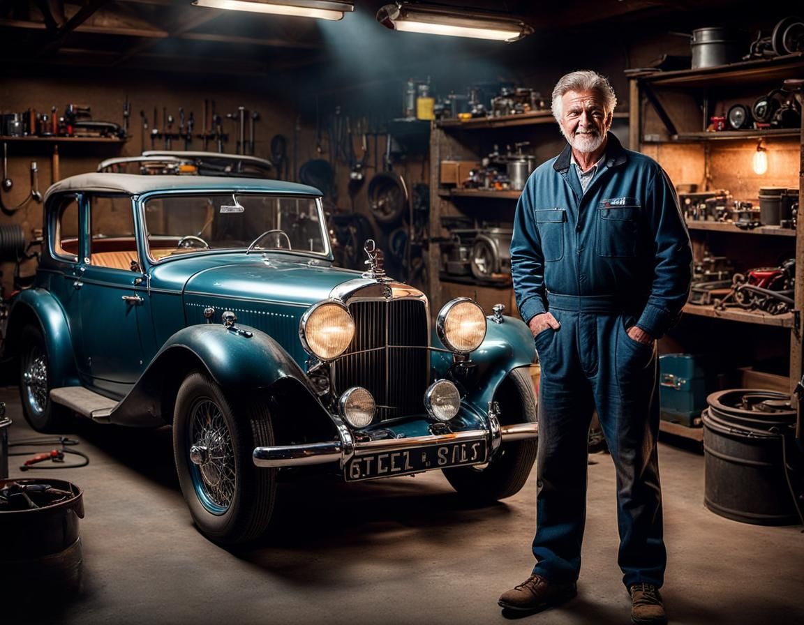 Mechanic's Passion: Classic Car Restoration in Garage