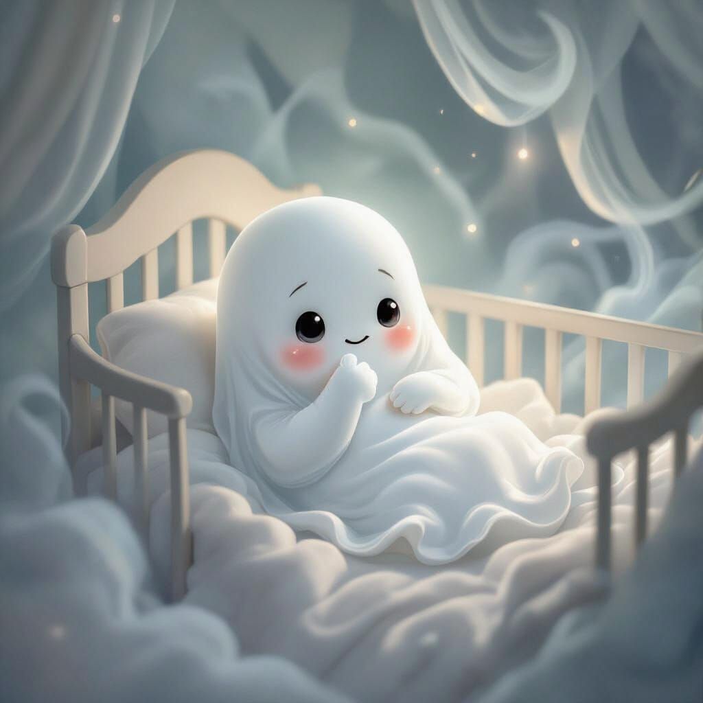 Adorable Baby Ghost in Ethereal Nursery