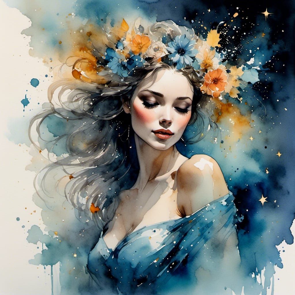 Starlight Gown: A Fairy Woman Portrait