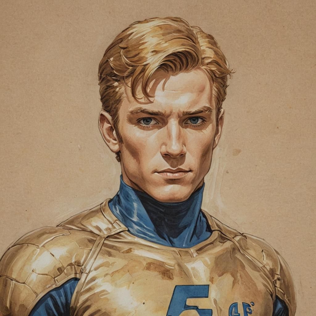 Fiery Superhero Self-Portrait in Comic Book Style