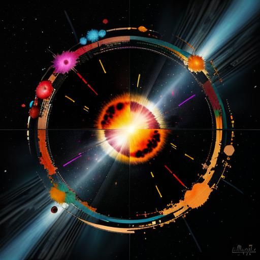 A chaotic explosion of colors and shapes, representing the i...