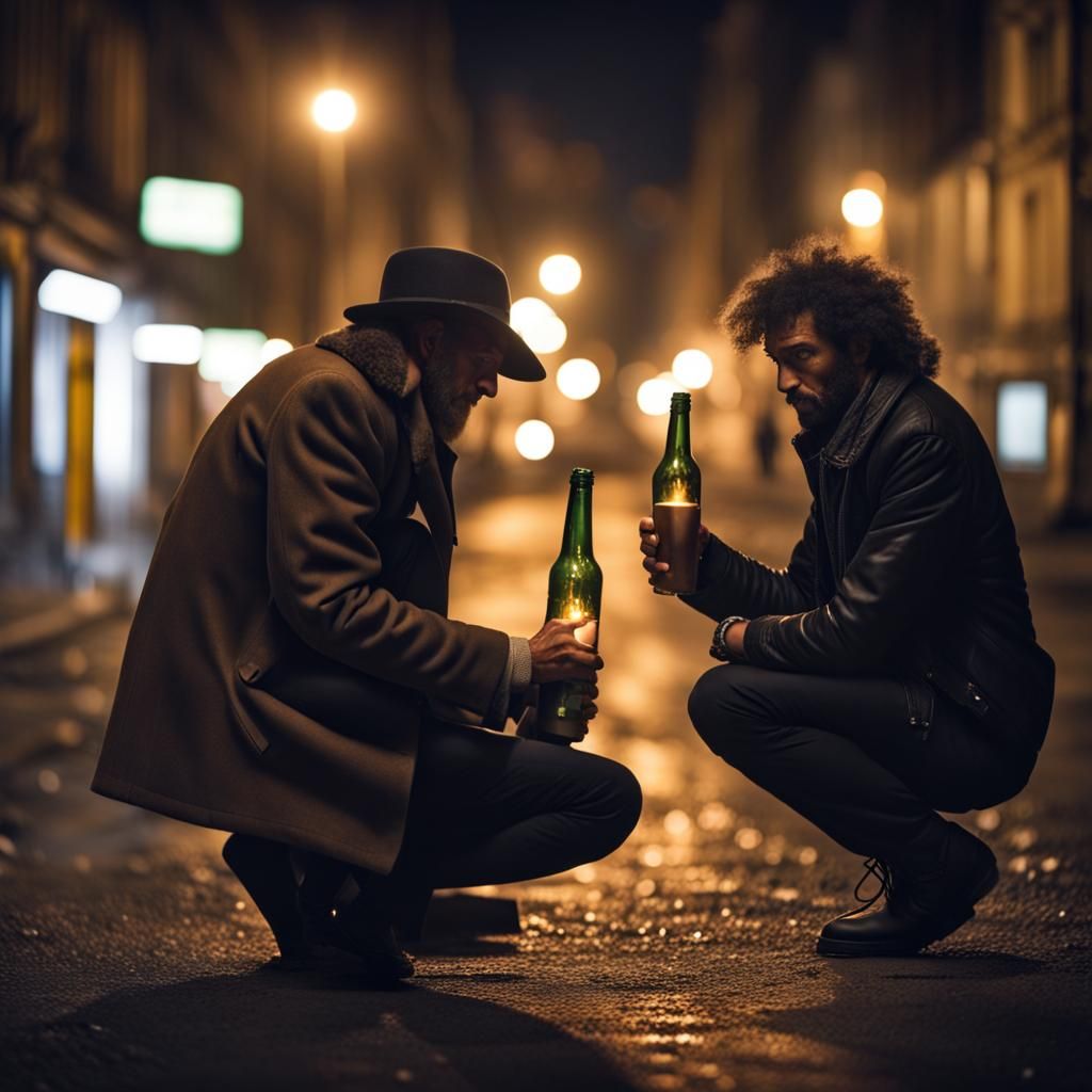 Street Scene: Two Tramps Sharing a Bottle