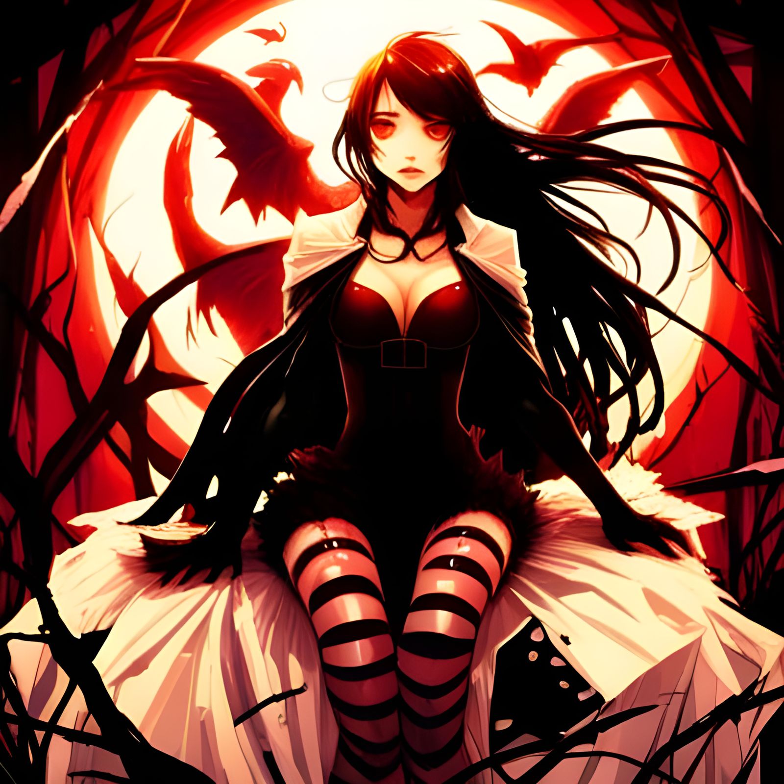 Haunting Vampire with Shadow Tendrils and Wings