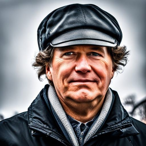 Tucker Carlson in Ushanka, Russia: Hyperrealistic Image