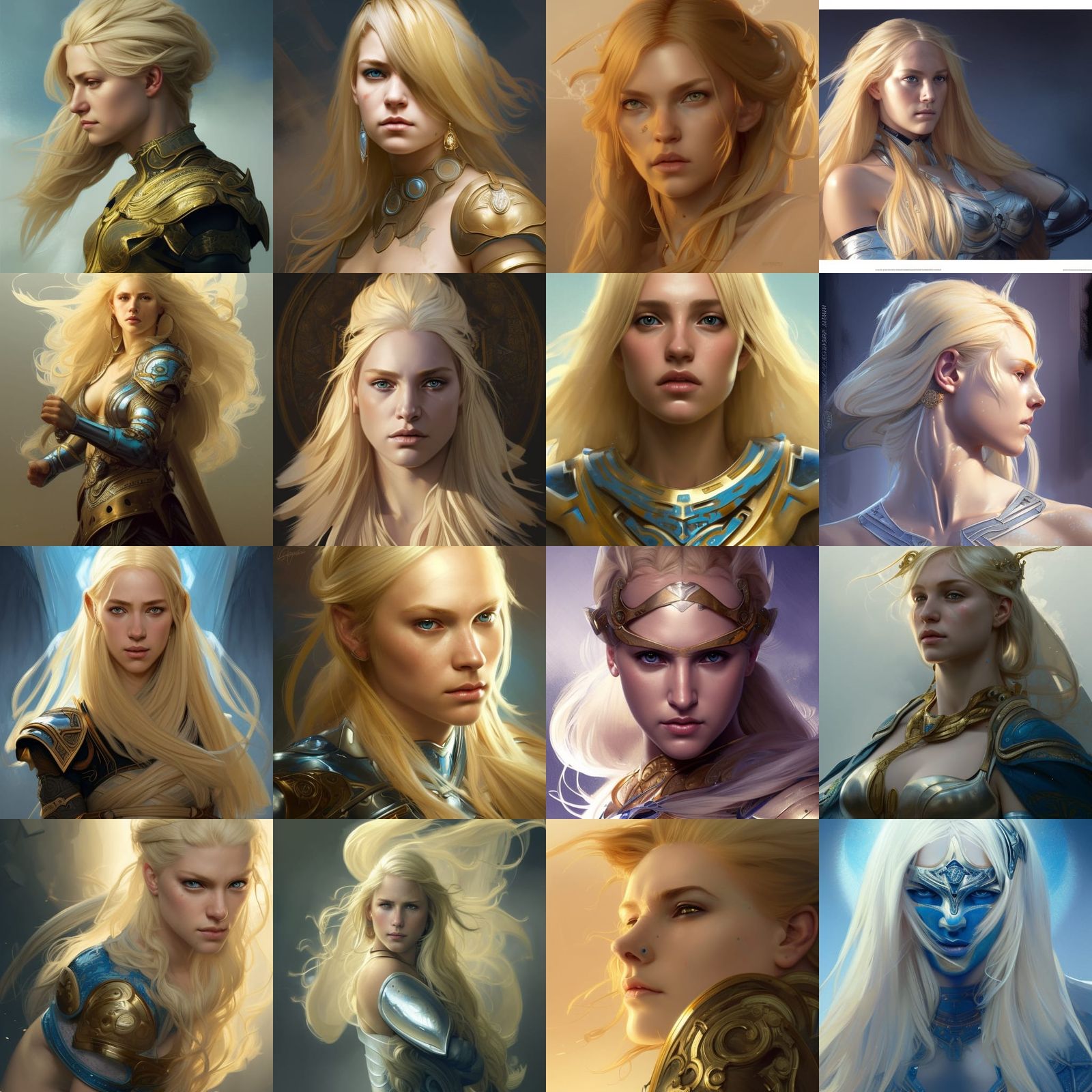 Warrior Princess Portrait in White and Gold Armor