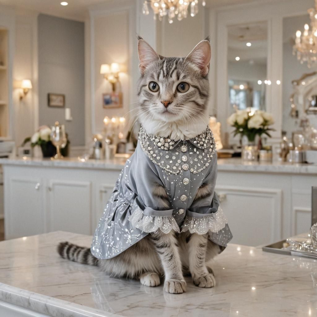 Cat Salesgirl in Film Noir Jewelry Store