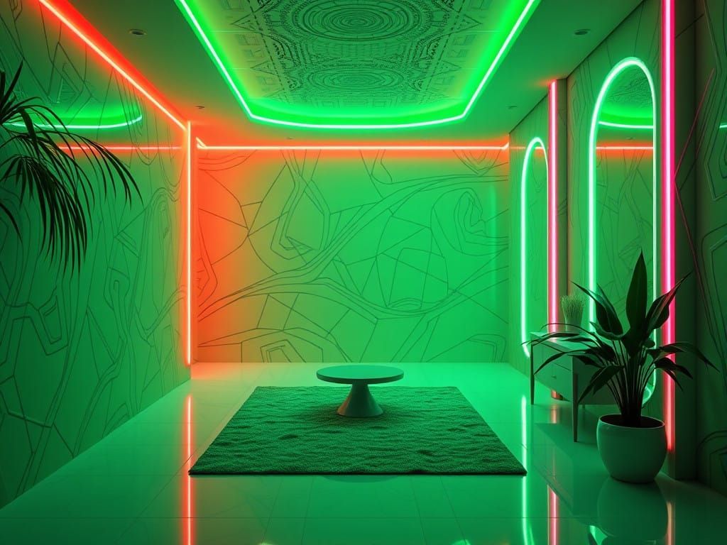 Luxurious Exotic Jungle Retreat in Neon Movie Glow