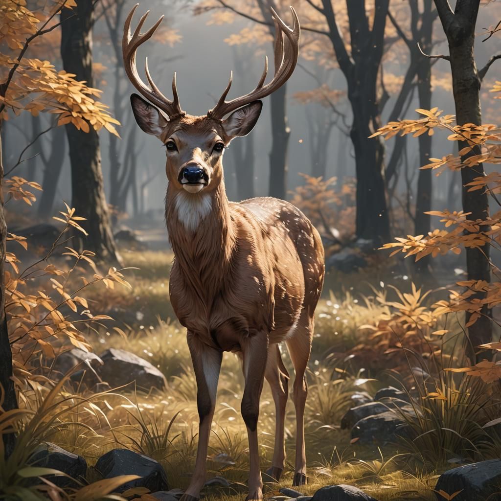 Detailed 3D Anime Deer Concept Art