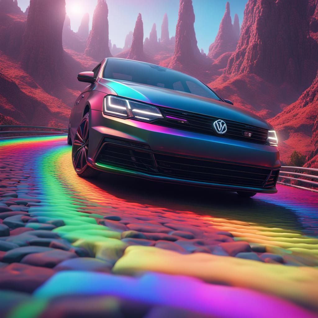 Iridescent Jetta on Rainbow Road: Fantasy Art
