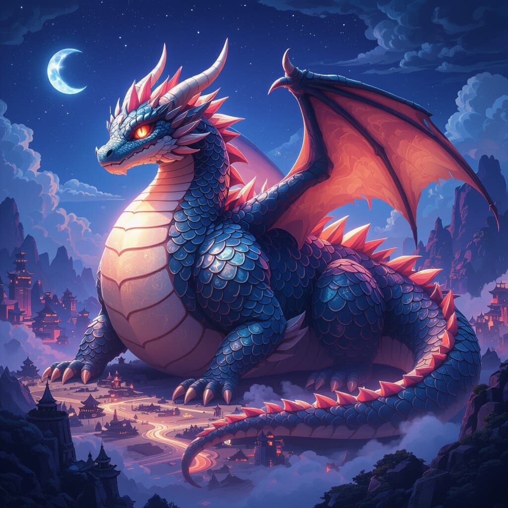 Mystical Realm Dragon in Vibrant 3D Anime Art