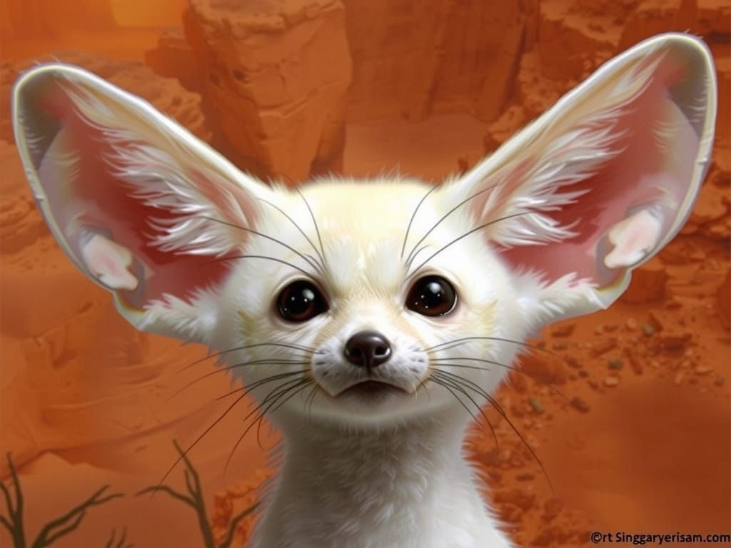 Fennec Fox in Whimsical Desert Sunset