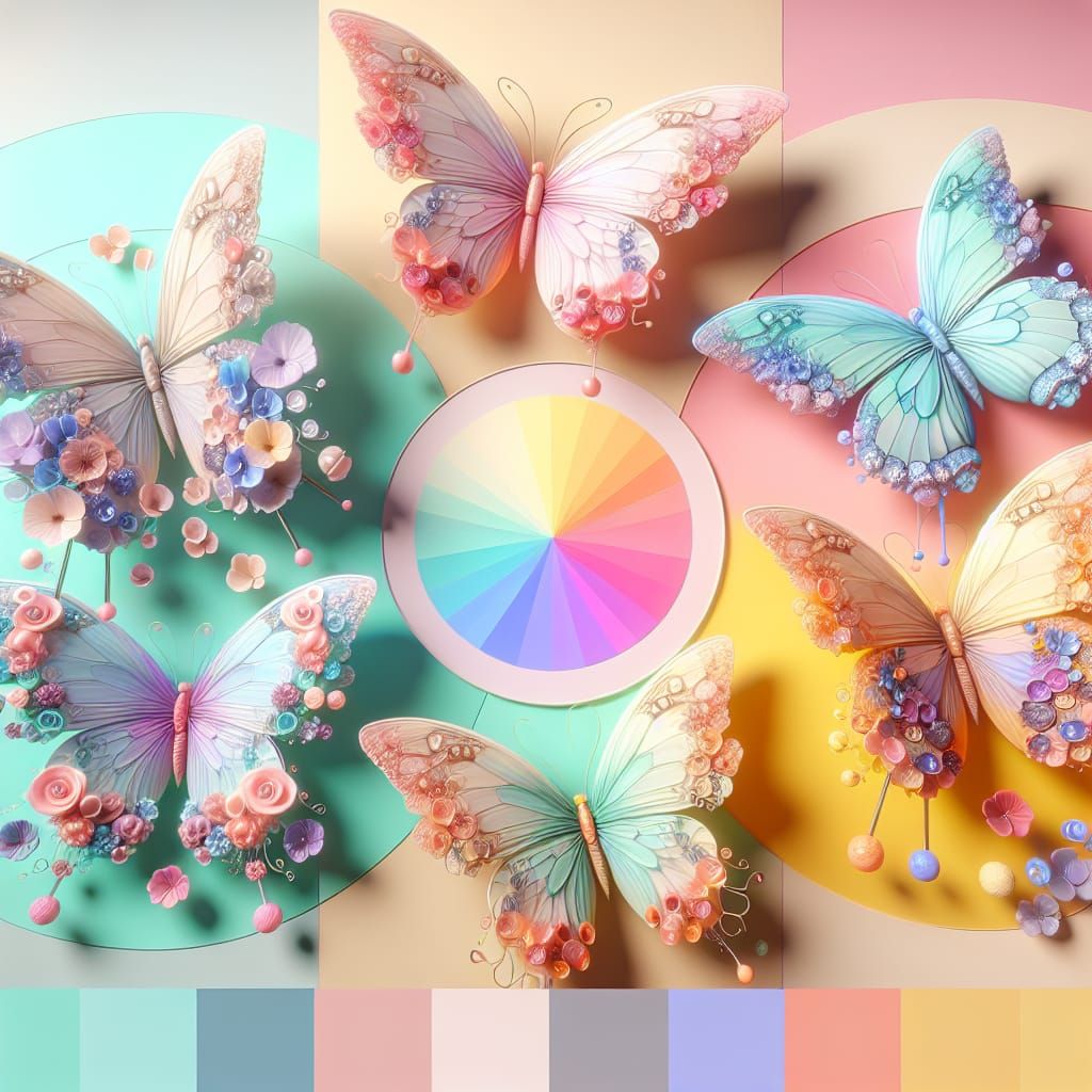 Anime Style 3D Butterflies with Pastel and Vibrant Colors