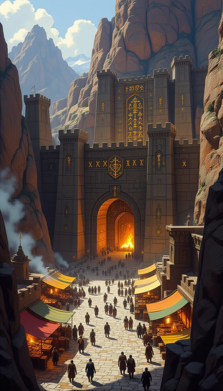 Epic Dwarven Fortress Carved in Mountain Rock