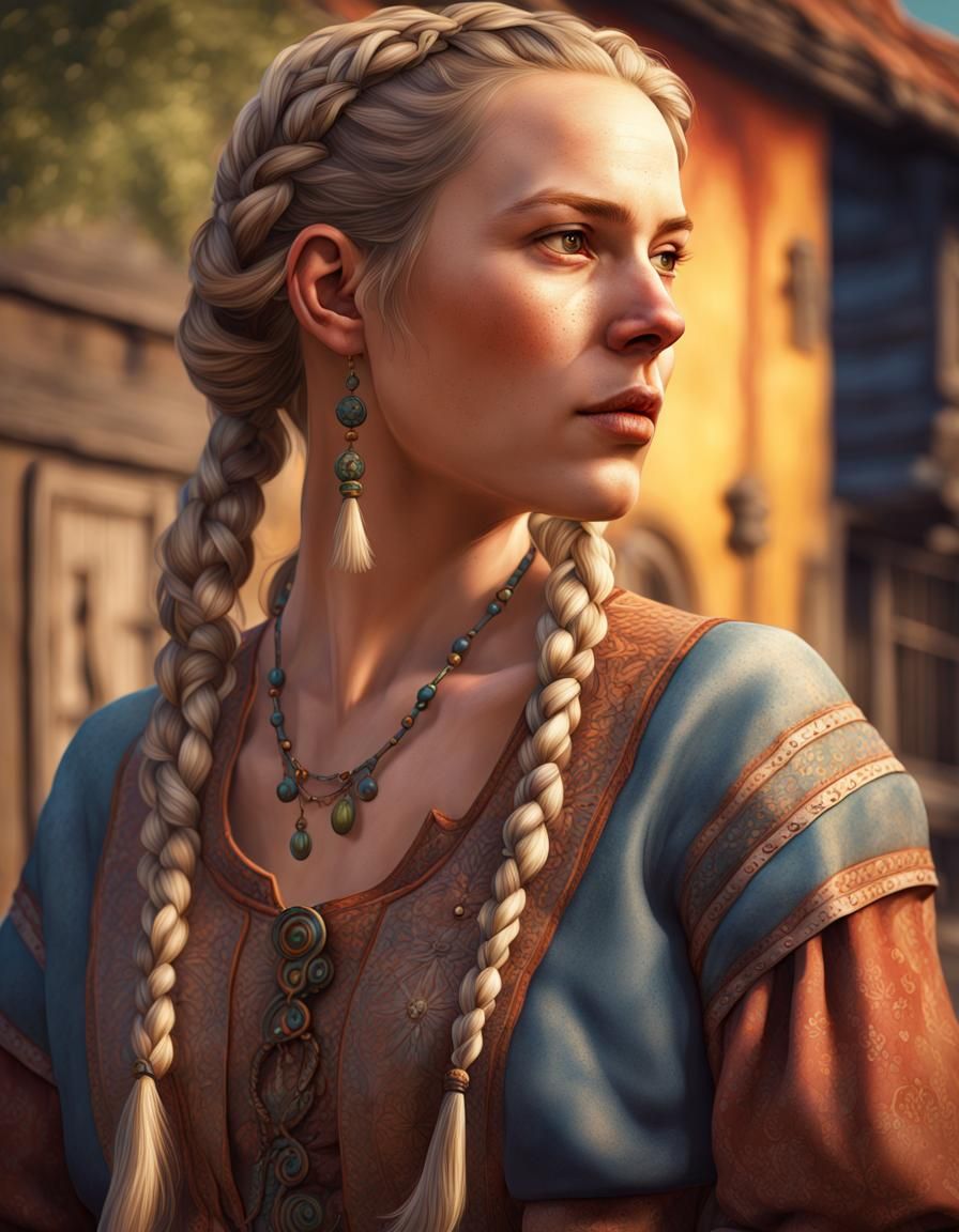 Swedish Woman in Folk Costume: Hyperrealistic Digital Art