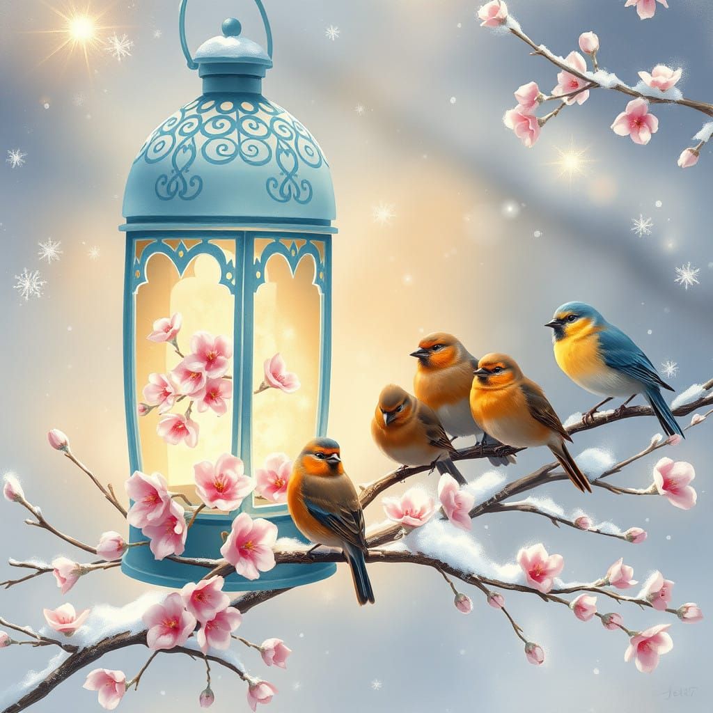 Dreamy Winter Scene in Whimsical Watercolor